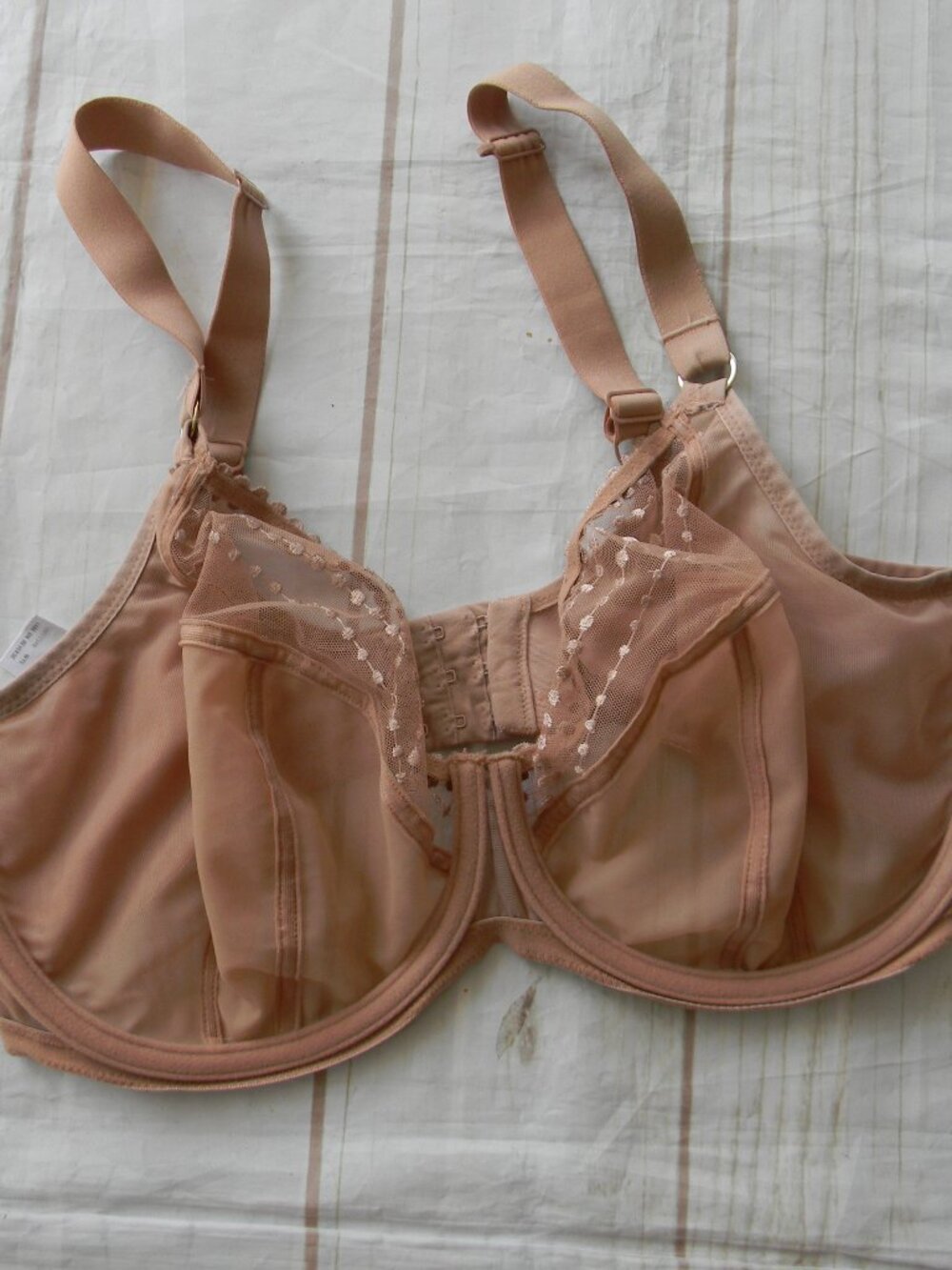 Elomi MATILDA 36J NUDE Embroidered Full Cup Plunge Underwire Bra #8900